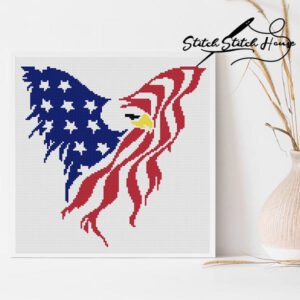 American Flag Eagle Cross Stitch Pattern - Patriotic Spirit DIY Embroidery Design