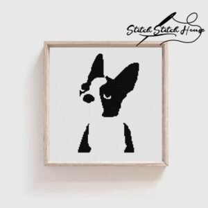 Black and White French Bulldog Cross Stitch Pattern - Minimalist DIY Embroidery Chart