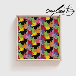 Catsssss Colorful Geometric Repeating Cross Stitch Pattern - Modern DIY Cat Art