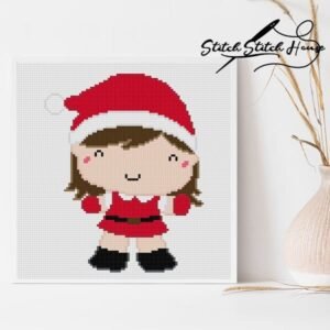 Christmas Girl Cross Stitch Pattern - Cute Santa Suit DIY Holiday Embroidery PDF