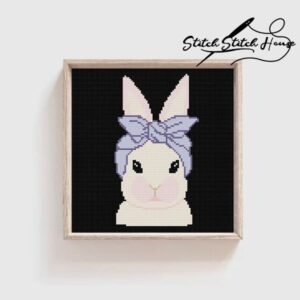 Cute Rabbit with Purple Headband Cross Stitch Pattern - Bunny Lover DIY Embroidery