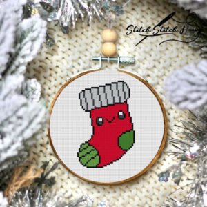 Christmas Sock Cute Tree Ornament Cross Stitch Pattern