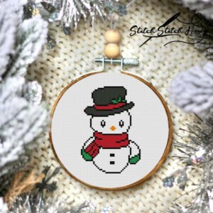 Snowman Cute Mini Tree Ornament Cross Stitch Pattern - Festive DIY PDF