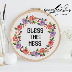 Bless This Mess Funny Cross Stitch Pattern PDF