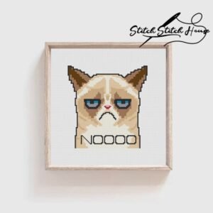 Grumpy Cat Cross Stitch Pattern - Funny Meme DIY Embroidery PDF Chart