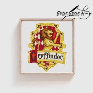 Gryffindor House Crest Cross Stitch Pattern - Wizarding Magic DIY Embroidery PDF