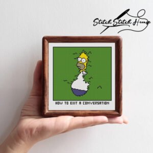 Homer Simpson Hiding in Bushes Meme Cross Stitch Pattern for DIY Hand Embroidery