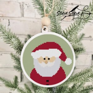 Mini Santa Cross Stitch Pattern - Christmas Tree Ornament DIY PDF