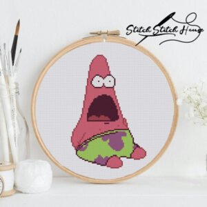 Patrick Star Surprised Face Cross Stitch Pattern - PDF Instant Download