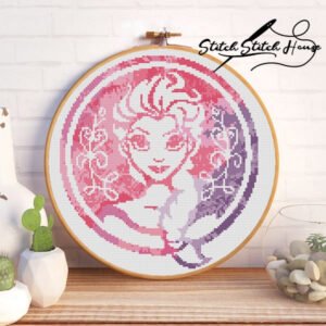 Princess Elsa Cross Stitch Pattern - Modern Artistic DIY Holiday Embroidery PDF