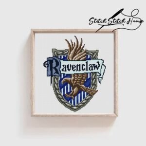 Ravenclaw House Crest Cross Stitch Pattern - Wizarding Wisdom DIY Embroidery PDF