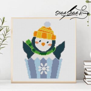 Winter Penguin Cupcake - Cute Festive Cross Stitch Pattern (PDF)