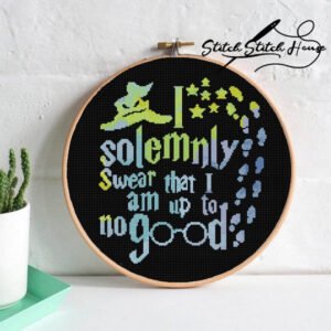 Wizard I Solemnly Swear Cross Stitch Pattern - Magical Quote DIY Embroidery PDF