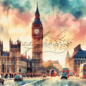 london-big-ben-watercolor-cross-stitch-pattern