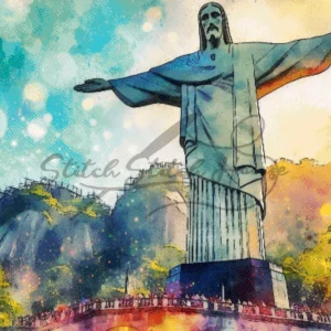 rio-christ-the-redeemer-watercolor-cross-stitch-pattern