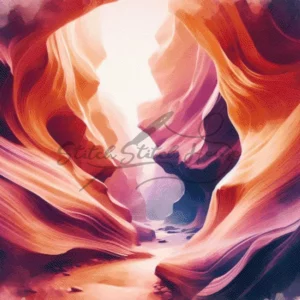 Stunning watercolor Antelope Canyon Arizona United States slot canyon landscape cross stitch pattern for handmade nature embroidery