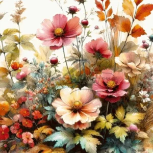 Colorful Spring Flowers Cross Stitch Pattern for Hand Embroidery Floral Art