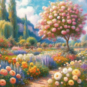 Lush Garden Pathway Cross Stitch Pattern for Hand Embroidery Floral Landscape