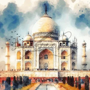 Taj Mahal India Landmark Monochrome Cross Stitch Pattern Chart