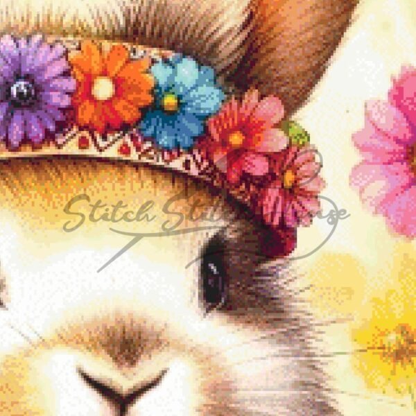 Cross Stitch Pattern : Cute Indian Style Rabbit with Floral Headdress ...