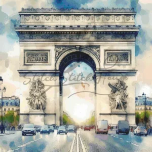Arc De Triomphe De L'etoile Paris France Cross Stitch Pattern for Hand Embroidery Architecture Art