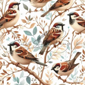 Sparrows Animal artistic hand embroidery cross stitch pattern for DIY home decor
