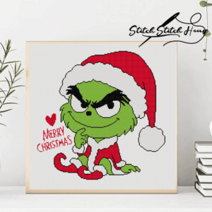 Christmas Grinch Cross Stitch Pattern - DIY Holiday Hand Embroidery PDF Design