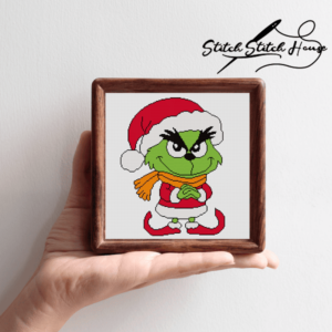 Grinch Christmas Hand Embroidery Cross Stitch Pattern for Festive Home Decor