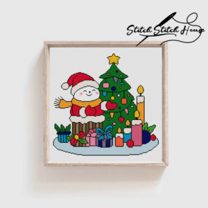Happy Christmas Snowman & Tree - Modern Cross Stitch Pattern PDF Download