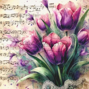Tulip Music Sheet Cross Stitch Pattern