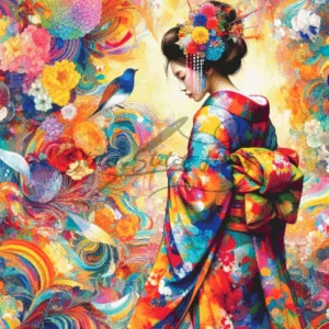Geisha Cross Stitch Pattern Floral Art