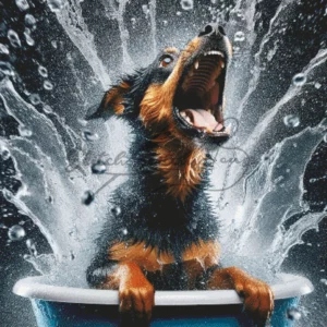 Splashing Bath Dog Cross Stitch Pattern