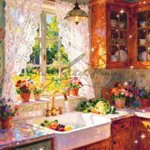 Sunny Kitchen Window Cross Stitch Pattern