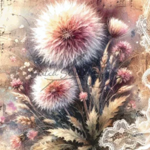 Vintage Sheet Music Dandelion Lace Cross Stitch Pattern