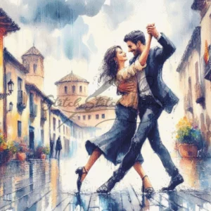 Rainy Street Romance Cross Stitch Pattern PDF