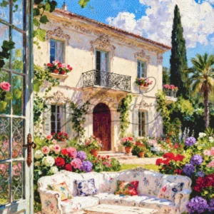 Mediterranean Villa Cross Stitch Pattern