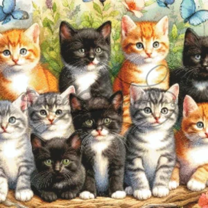 Cute Kitten Cross Stitch Pattern Garden