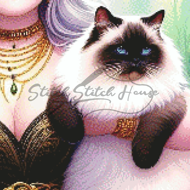 Goddess with Cat Cross Stitch Pattern - Image 2