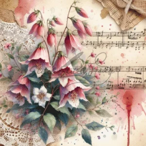 Vintage Floral Sheet Music Cross Stitch Pattern