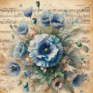 Blue Poppy Cross Stitch Pattern Sheet