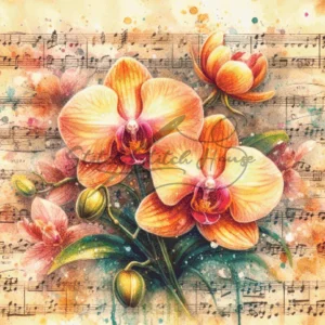 Orchid Sheet Music Cross Stitch Pattern