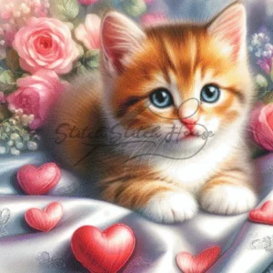 Valentine Kitten Cross Stitch Pattern