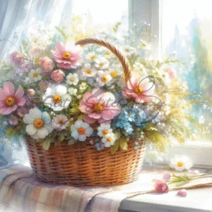 Floral Basket Cross Stitch Pattern PDF