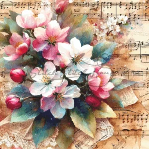 Apple Blossom Music Cross Stitch Pattern