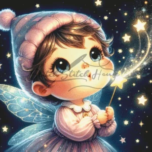 Star Fairy Chibi Girl Cross Stitch Pattern