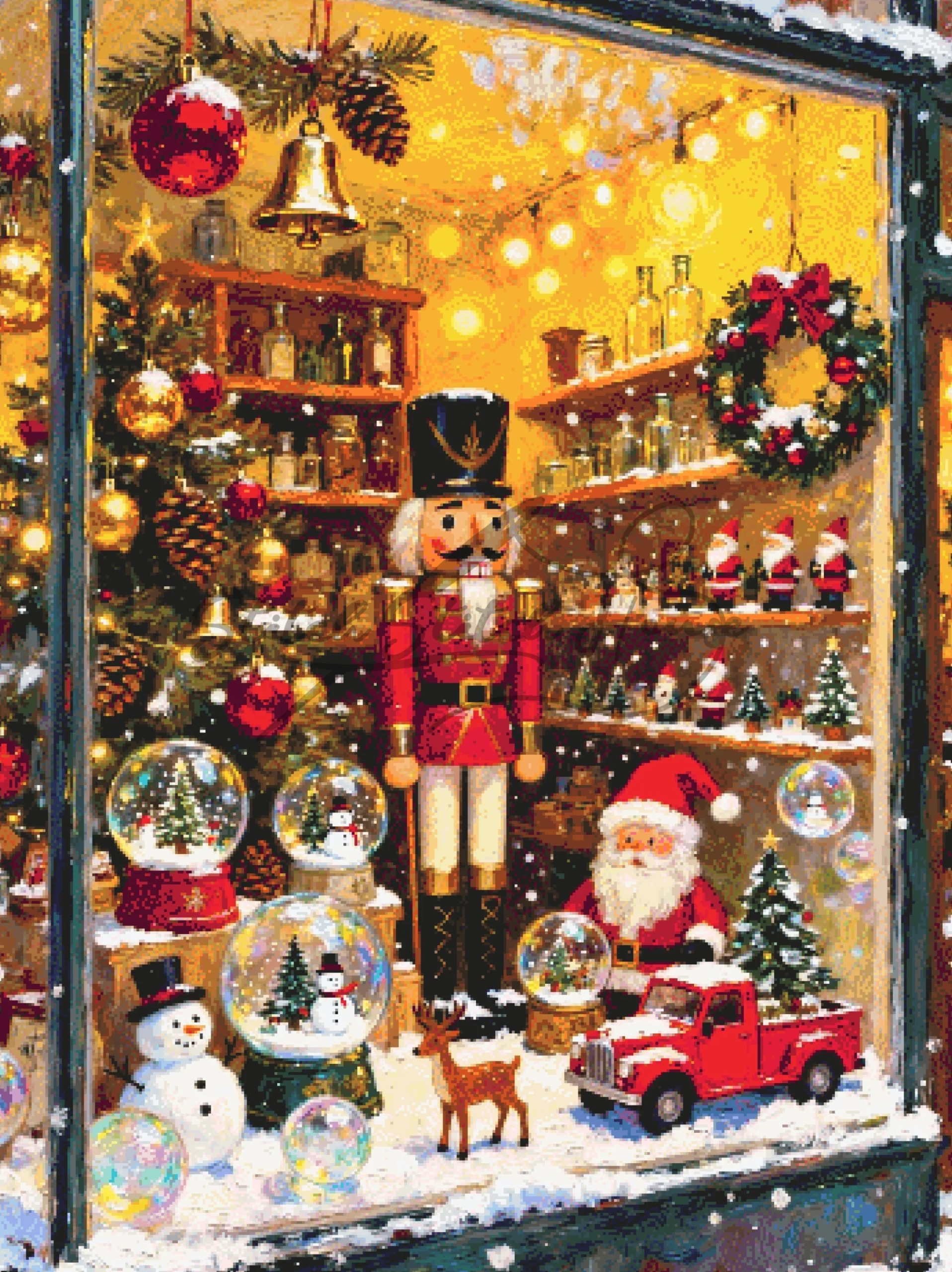 Nutcracker Toy Shop Window Cross Stitch Pattern