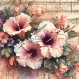 Vintage Floral Sheet Music Cross Stitch Pattern