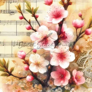 Peach Blossom Music Cross Stitch Pattern