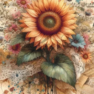 Sunflower Music Sheet Cross Stitch Pattern