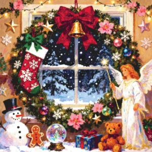 Angel and Snowman Christmas Cross Stitch Pattern